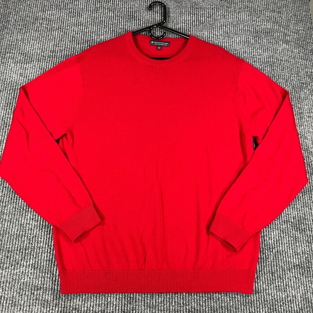 Hart Schaffner Marx Sweater Mens Large Red Long Sleeve Crew Neck Merino Wool